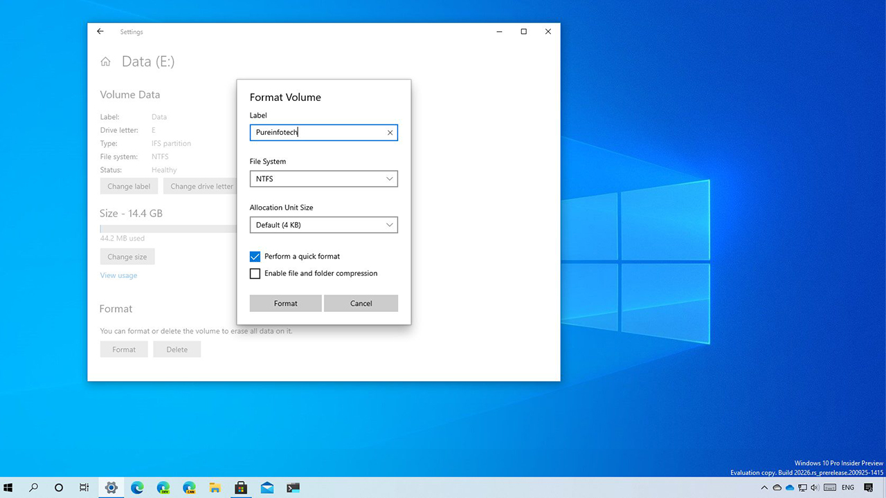 how to format a new hard drive on windows 10